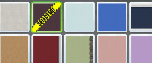 Demonstration of enhanced selection highlighting for wallpapers and wall patterns in Build Mode.