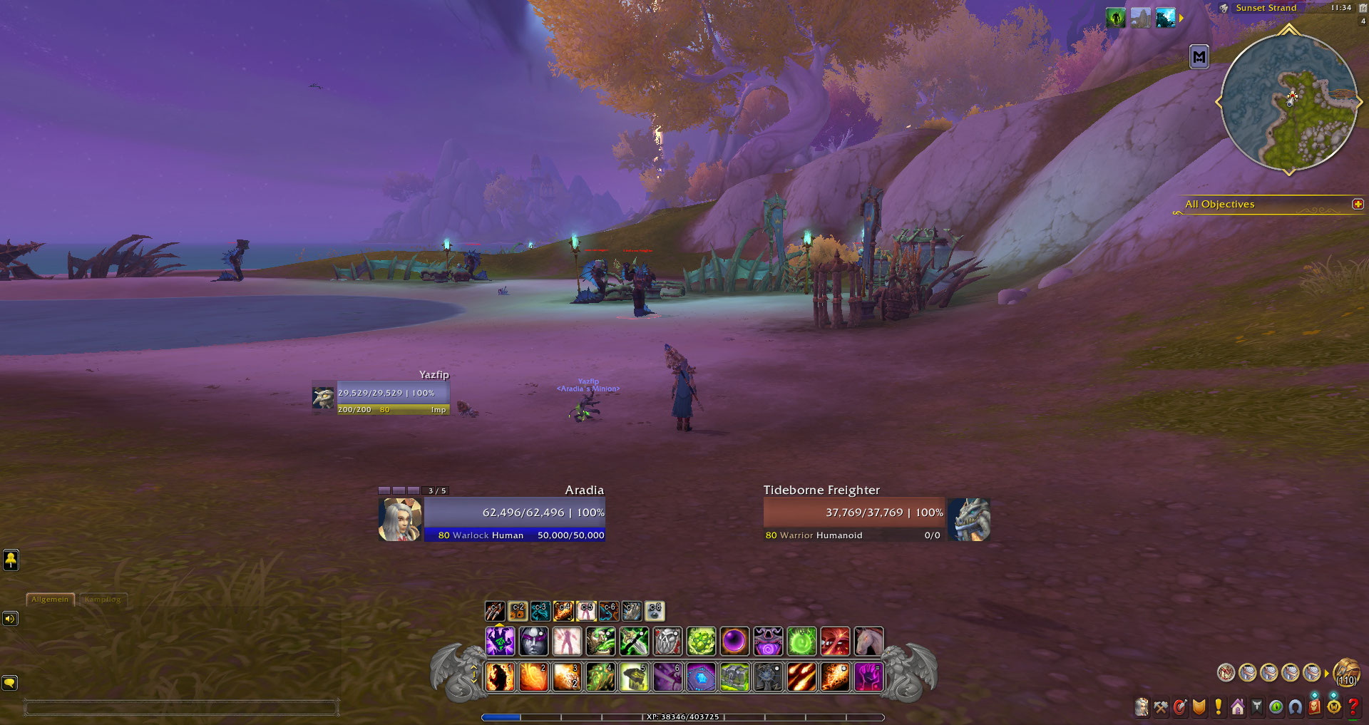 Thumbnail Focal Point in a regular gameplay setup with player, target and pet frames visible.