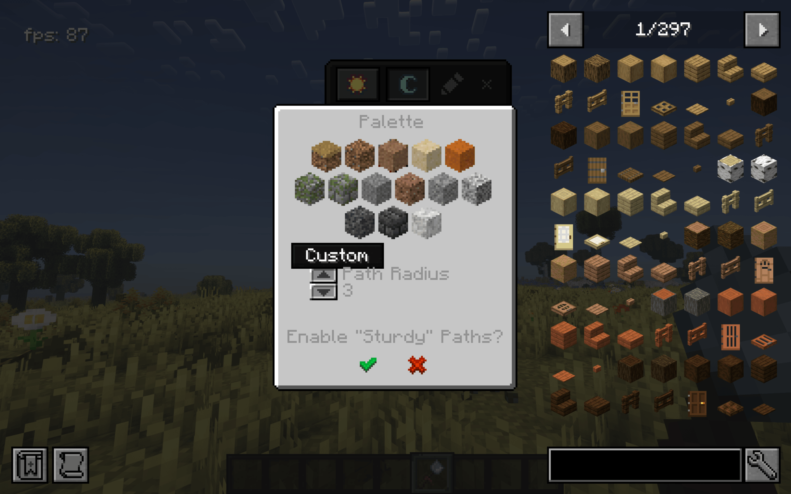 Open the palette menu and select the Custom option.