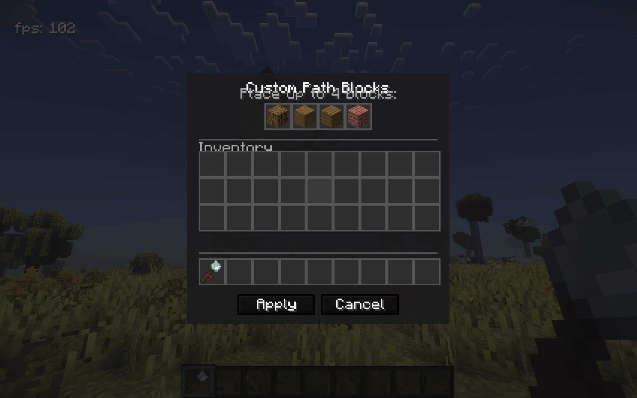 Place up to 4 blocks into the sample slots. After that , press Apply.
