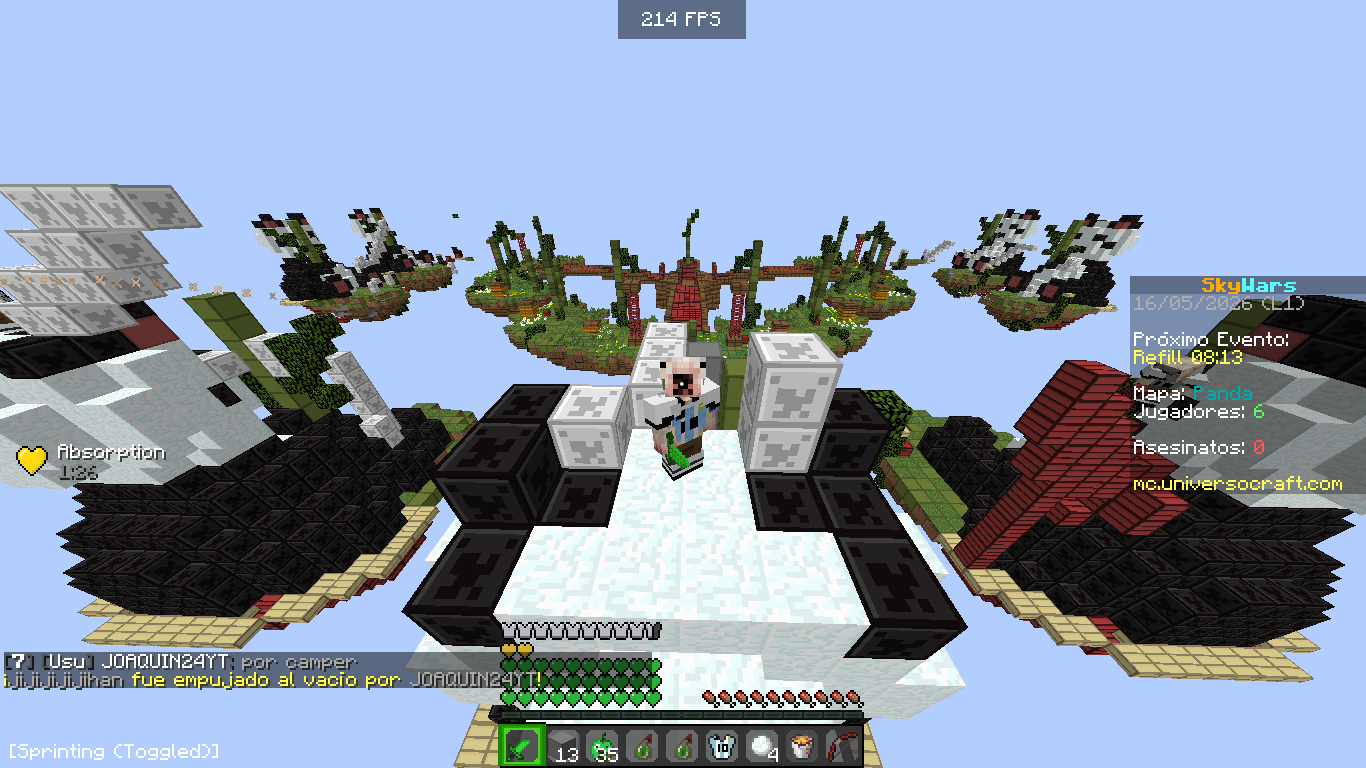 A game of skywars with this texture pack