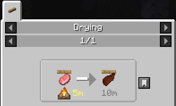 A drying recipe shown in JEI