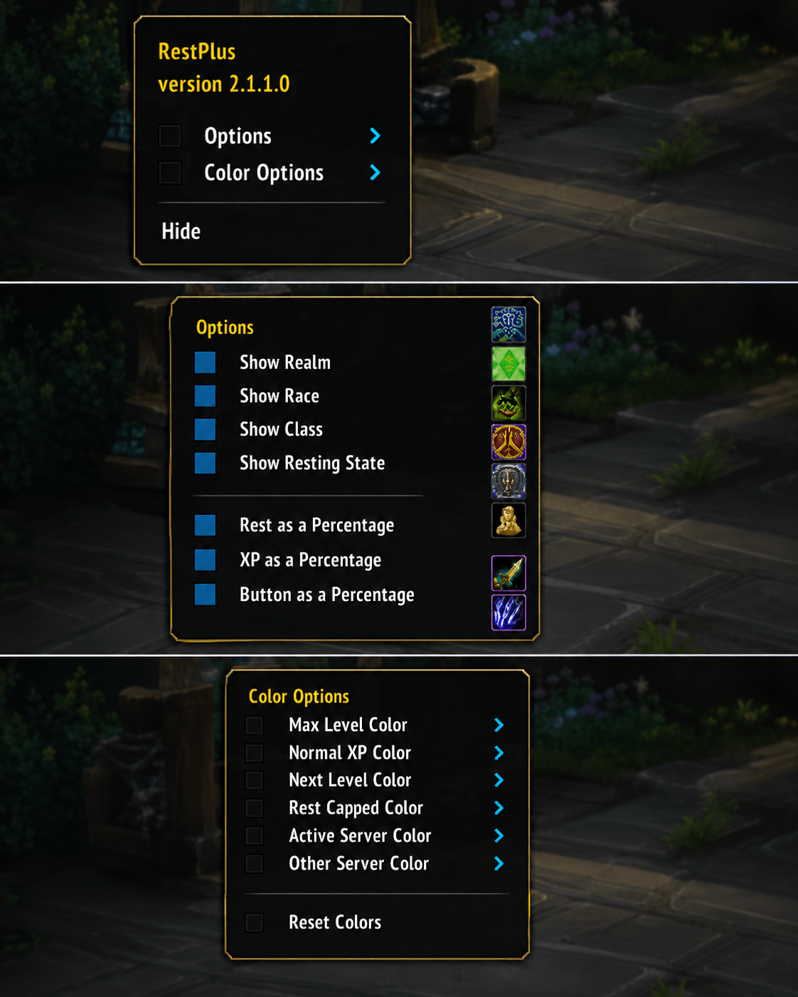Customization options