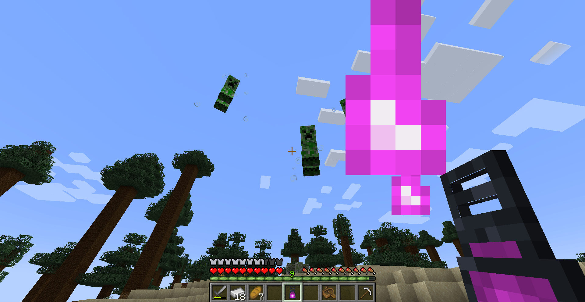 The interdiction lantern stopping and levitating some creepers.