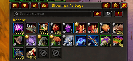 Baganator Integration shows pricing in the corner of the item in your bags