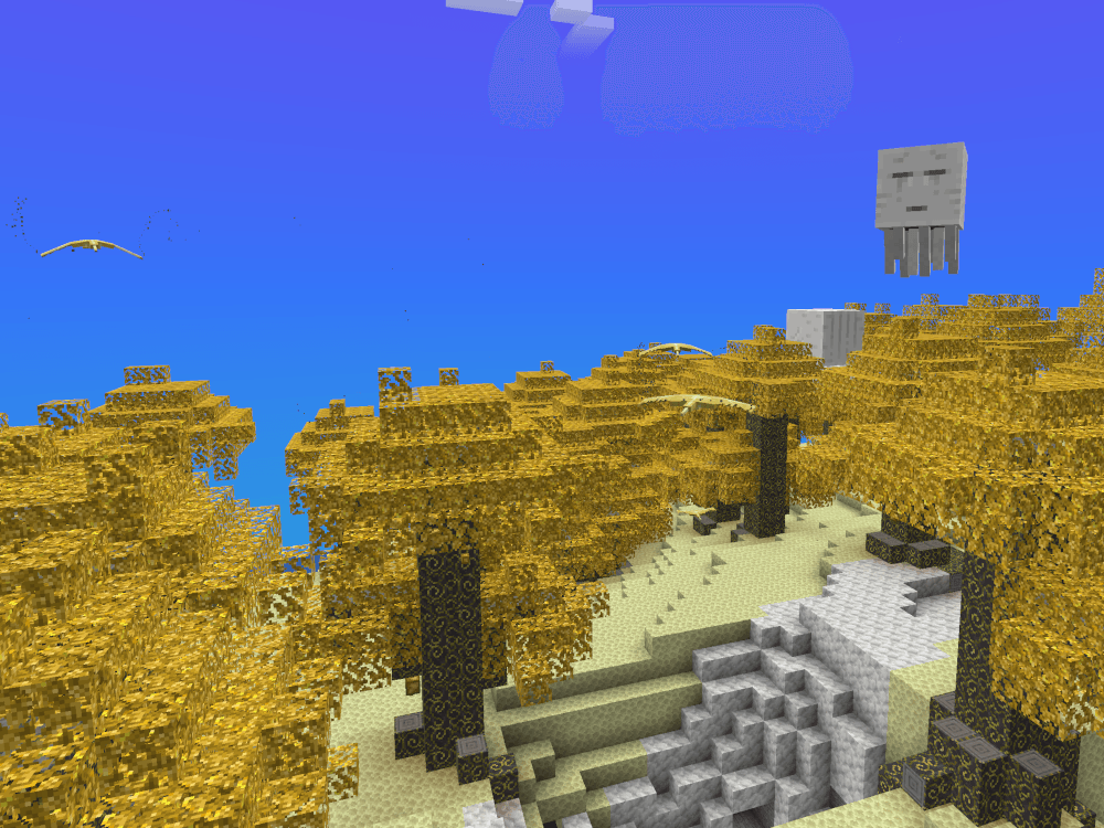 Thumbnail Ghasts, Yellow Shulkers and Lightning Phantoms
Lightning Phantoms can fly through blocks and strike you with lightning on contact. Yikes.
