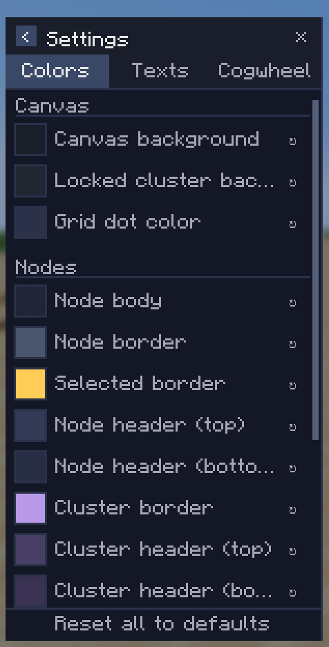 Settings page