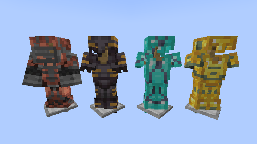 on steel, netherite, diamond, and gold