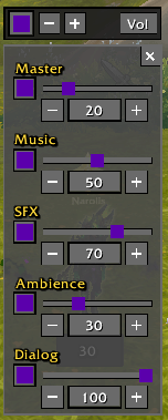 Thumbnail Click the Vol button to get access to more in depth sound volume options.