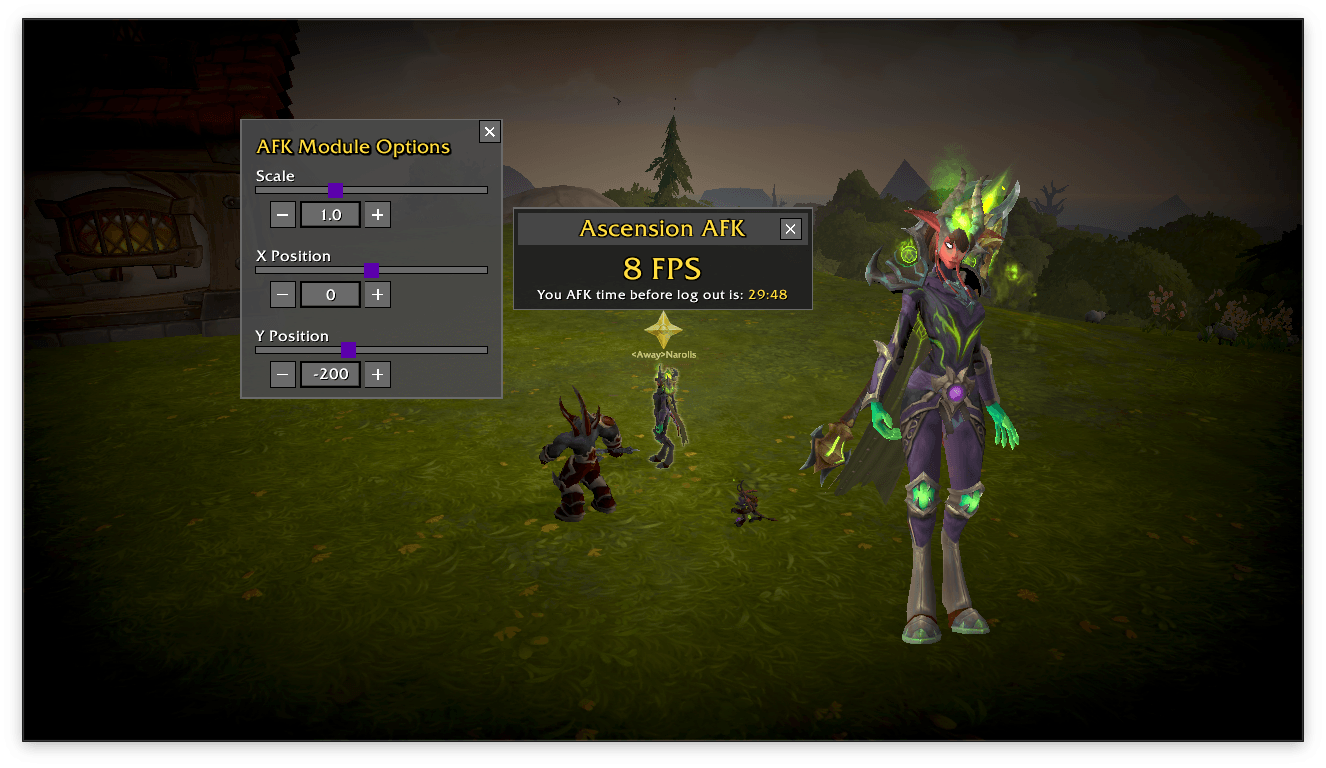 Thumbnail AFK UI options menu, access this from the AFK context menu. since everything else is hidden this one is right next to the frame.