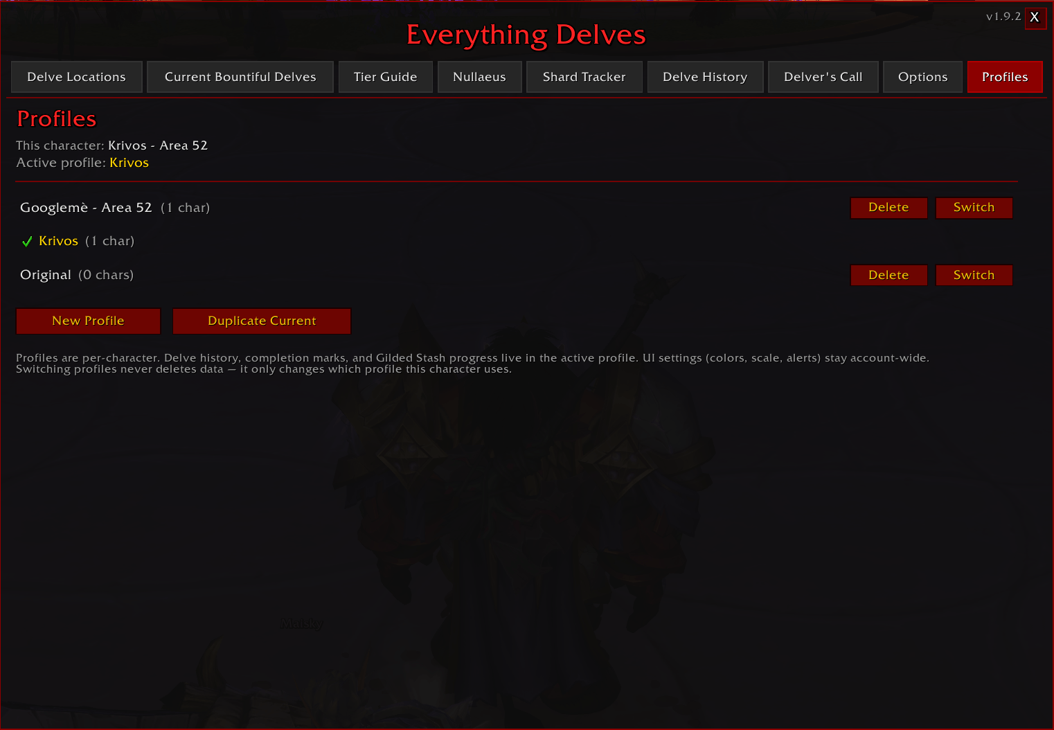 Thumbnail Save your profile here, and copy stats easily. This feature was added after initial release, so you copy from "Original" to retain those stats