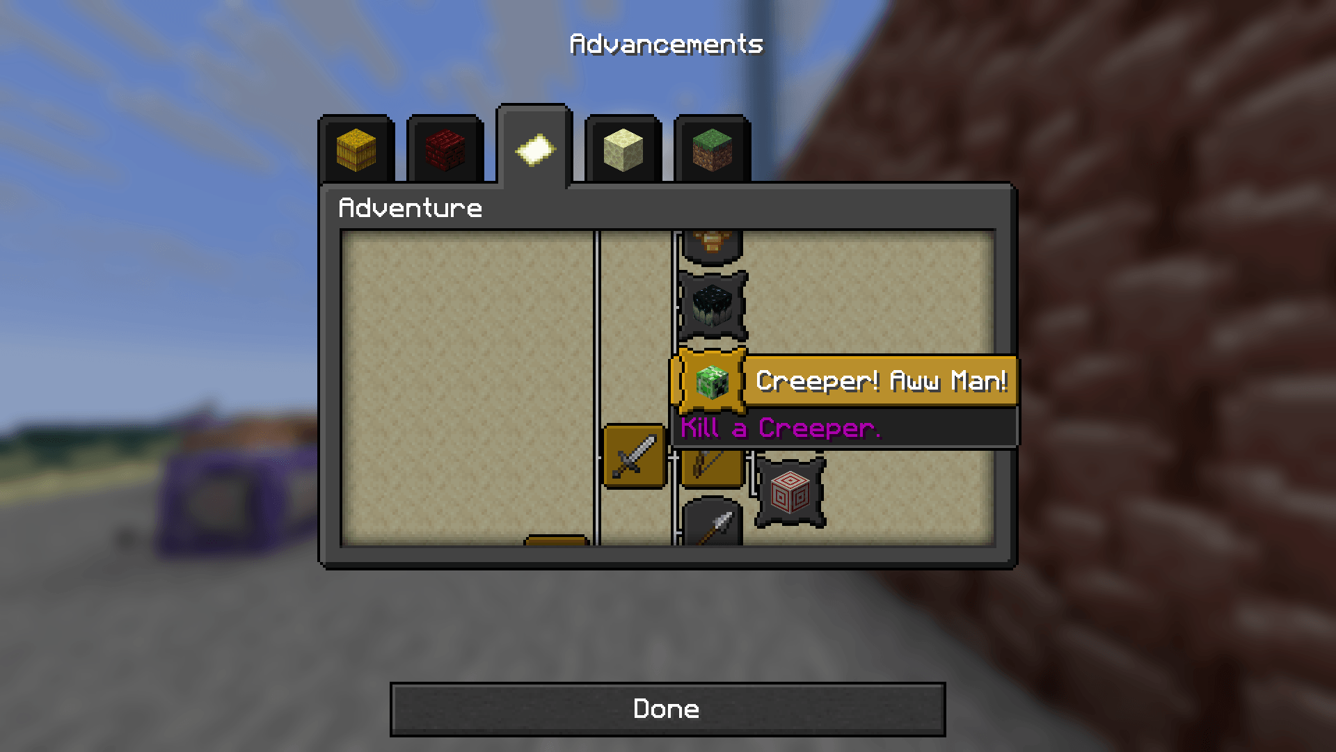 Advancement screen