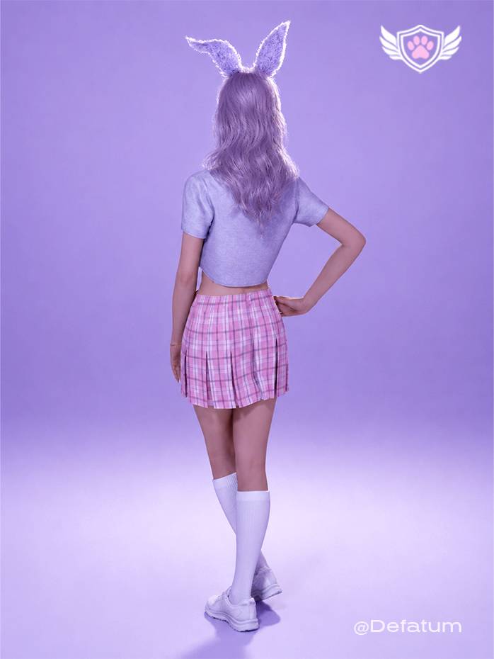 The Campus Sweetheart crop top from the College Core Collection 25’. Back view of the heather grey crop top.