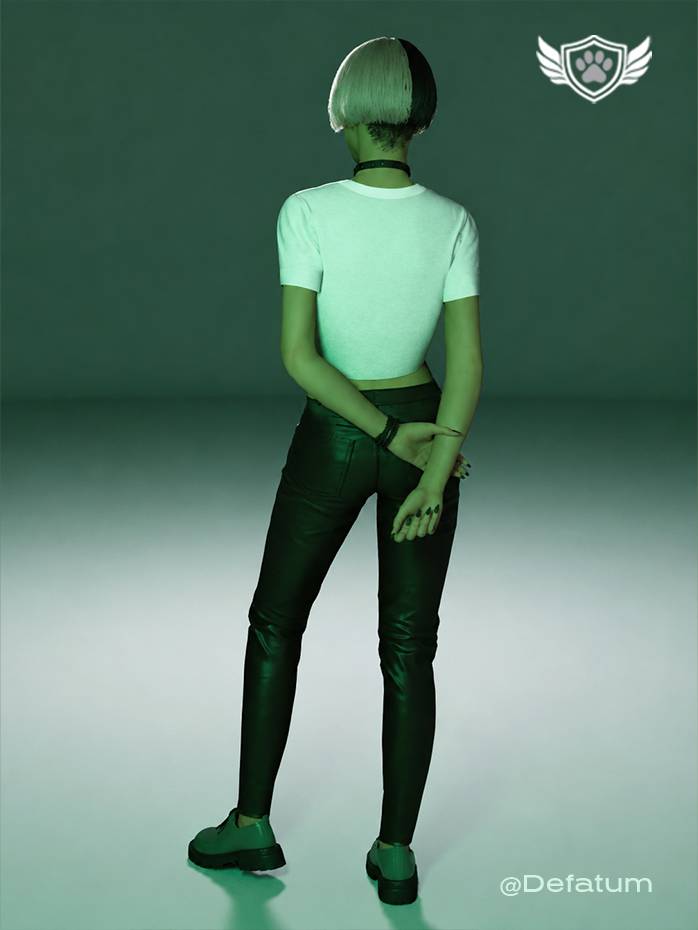 The Green Code crop top from the College Core Collection 25’. Back view of the ash grey crop top.