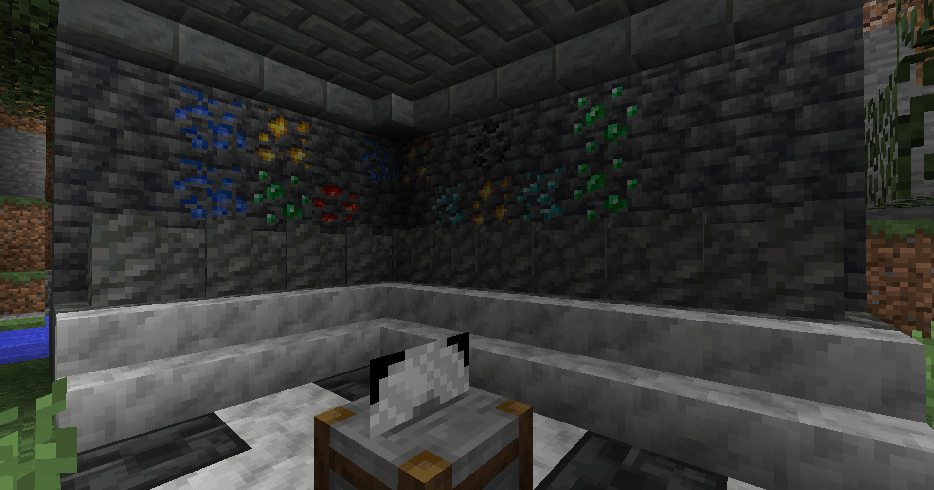 A complete collection of all vanilla ores in their new Deepslate variants, along with polished blocks and stairs.