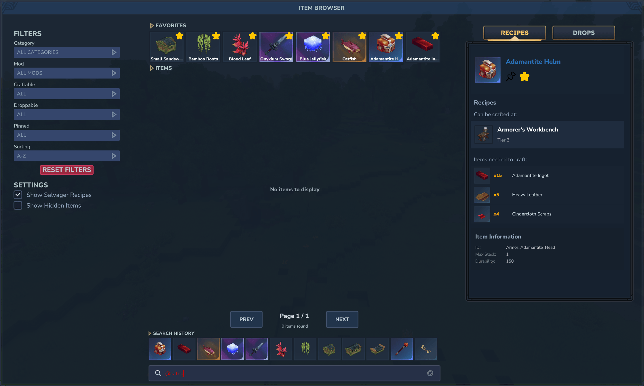 Invalid category search