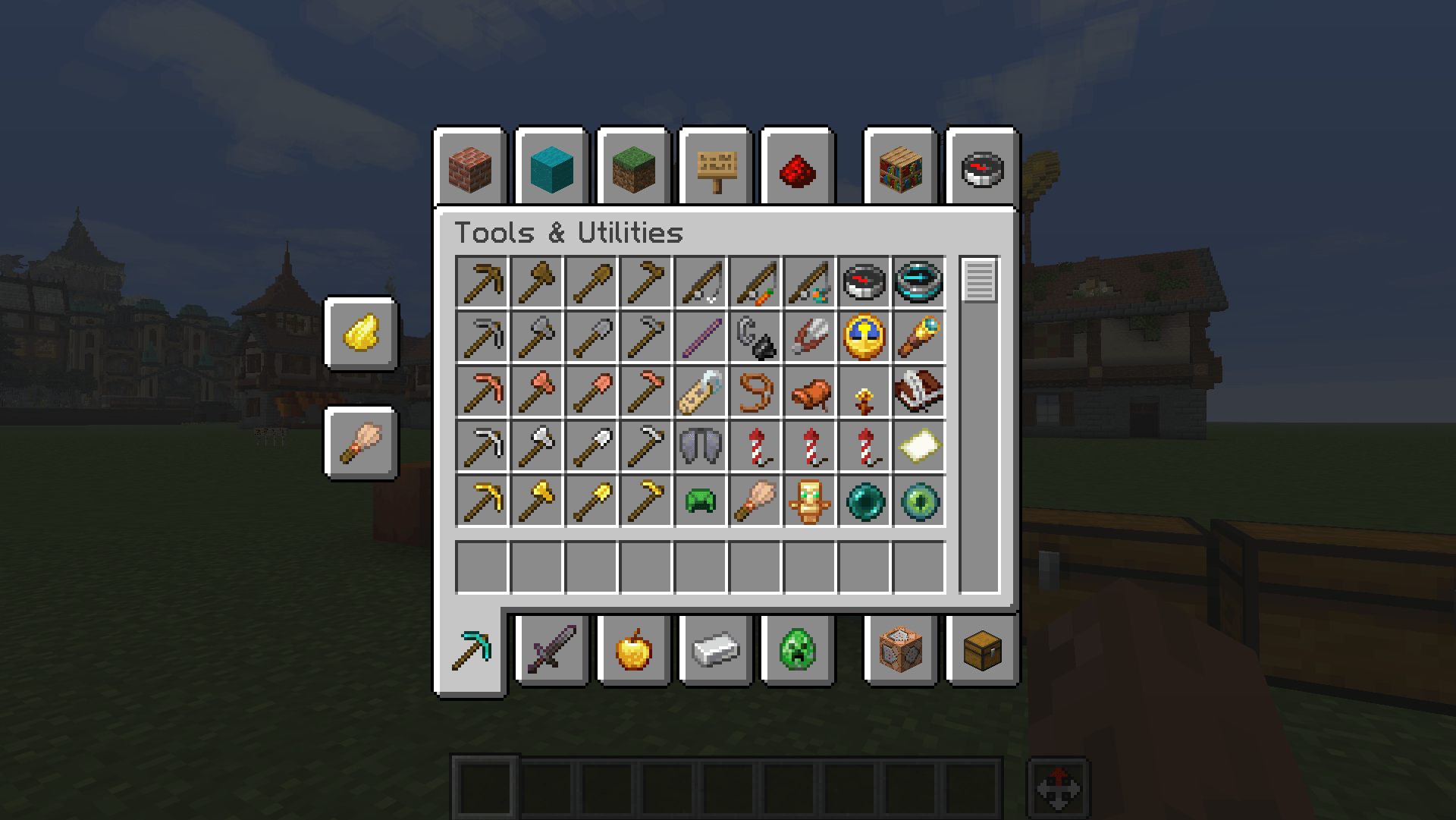 Thumbnail Tools tab with the golden dandelion, debug stick and tools aligned.