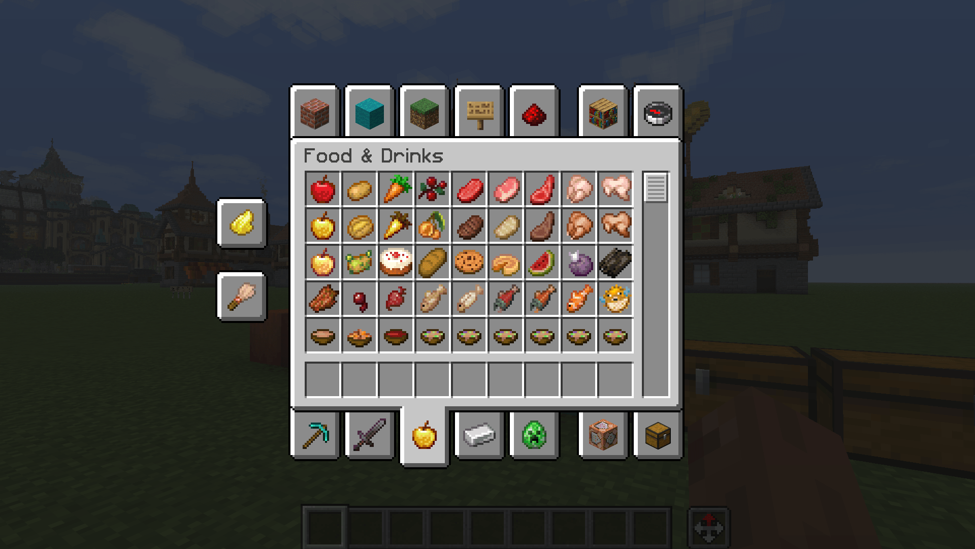 Thumbnail Aligned the raw and cooked meats, the fruits and veggies too. Removed the golden dandelion (in tools now next to leads, saddles and name tags)