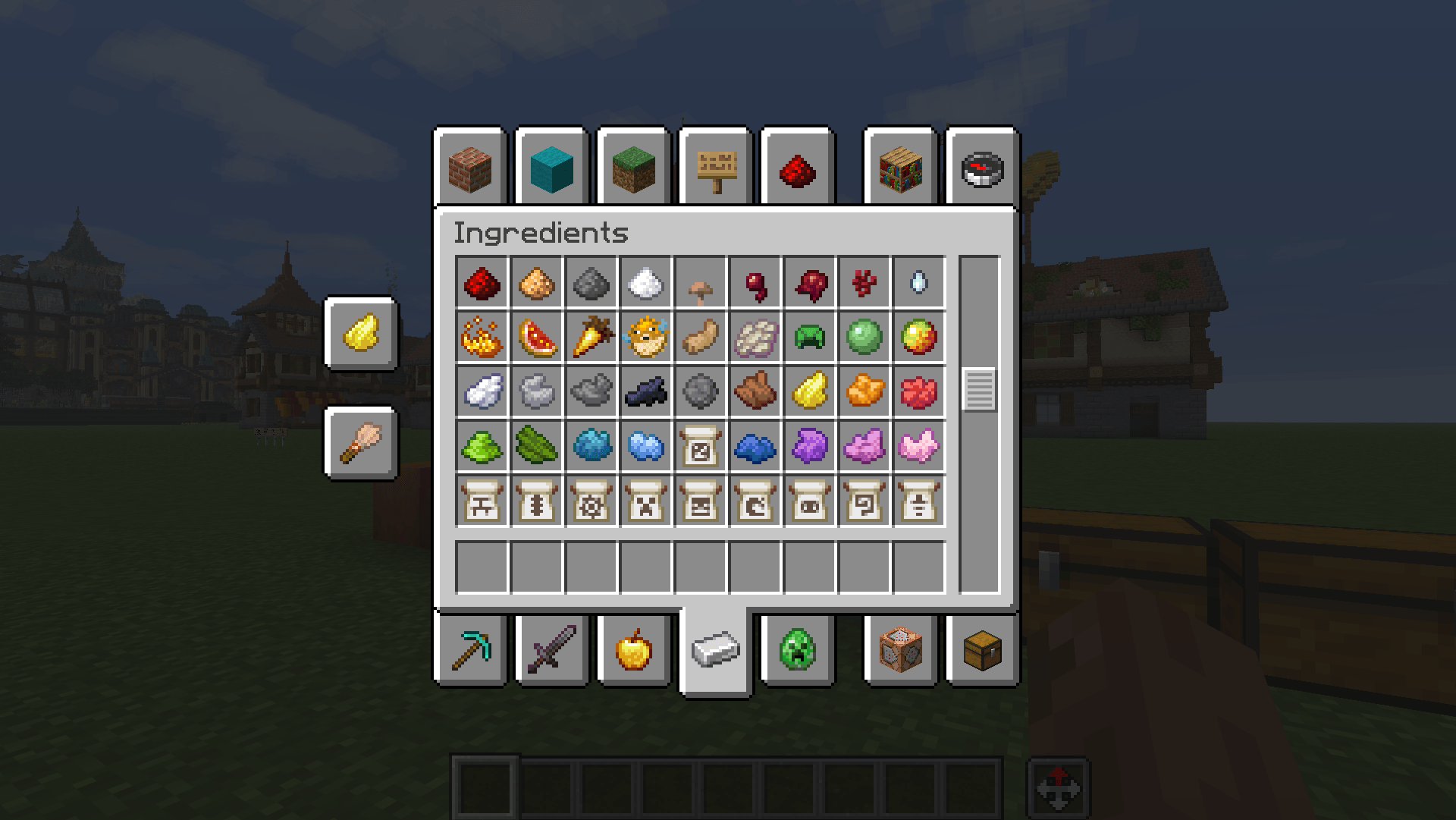Thumbnail Brewing stand ingredients and dyes, replaced the golden dandelion (now in tools) with the brown mushroom (fermented spider eye ingredient)