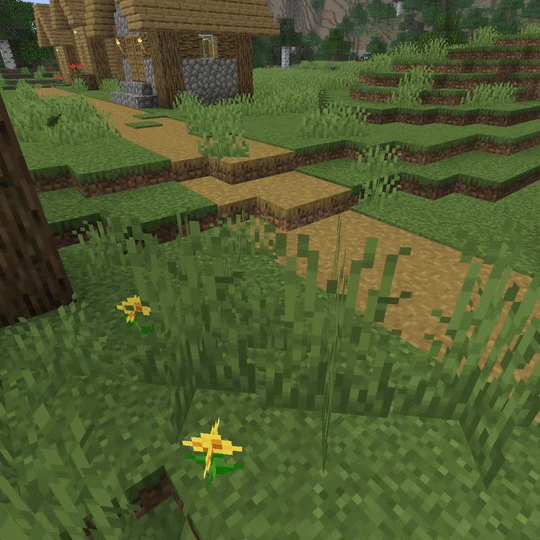 The foliage reacts to items too