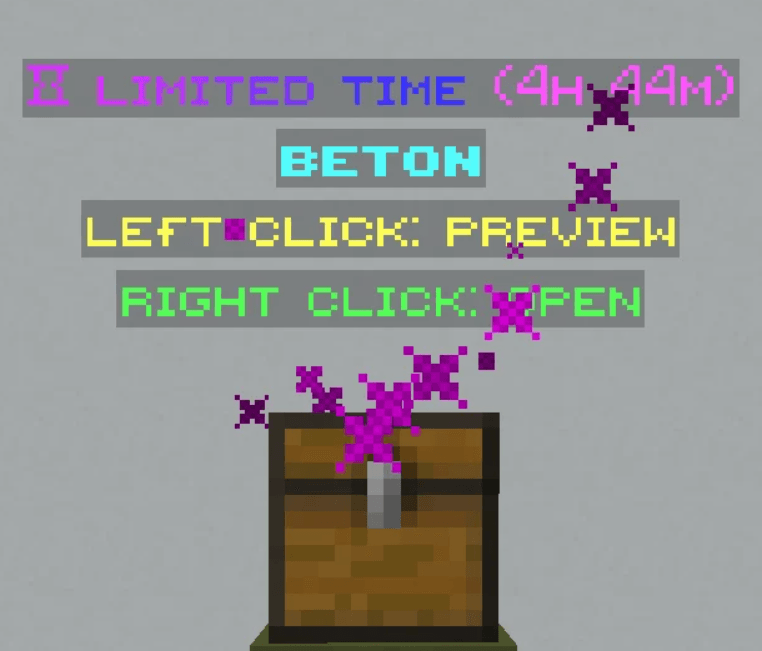 Create Limited Time Crates! Limited Time Crates disappear when their time expires.
Allow your players to acquire limited-time special items.