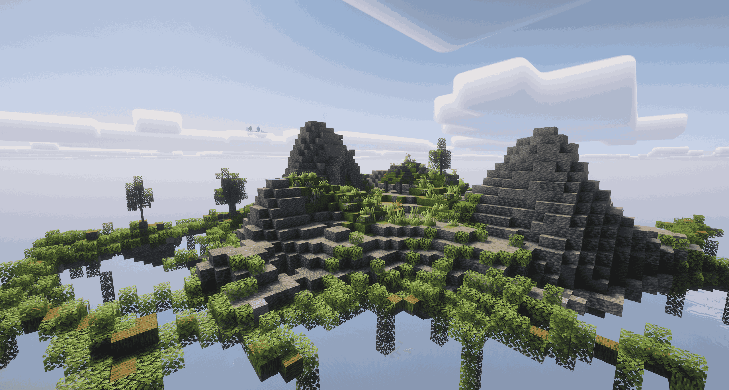 Floating island with shaders on.
