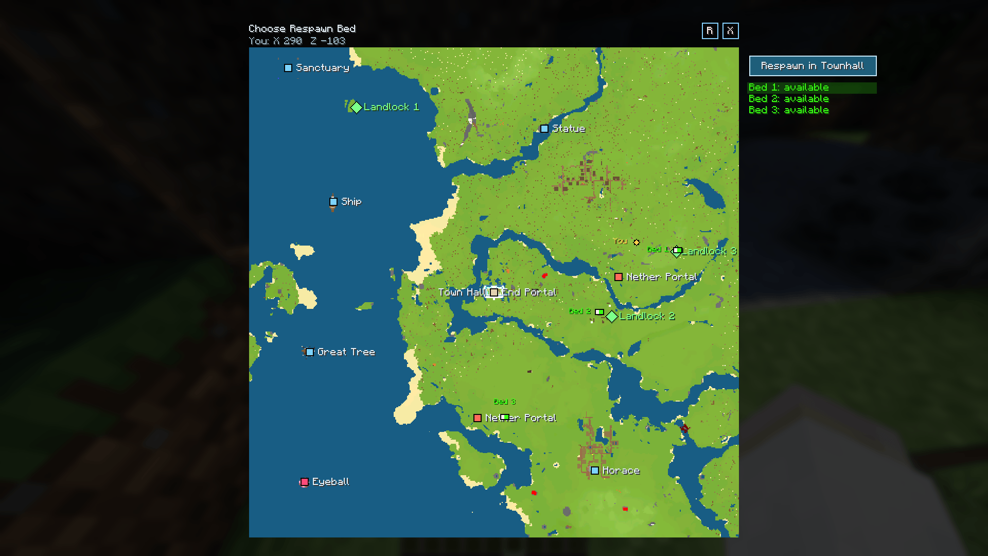 Breached Map with bed selection