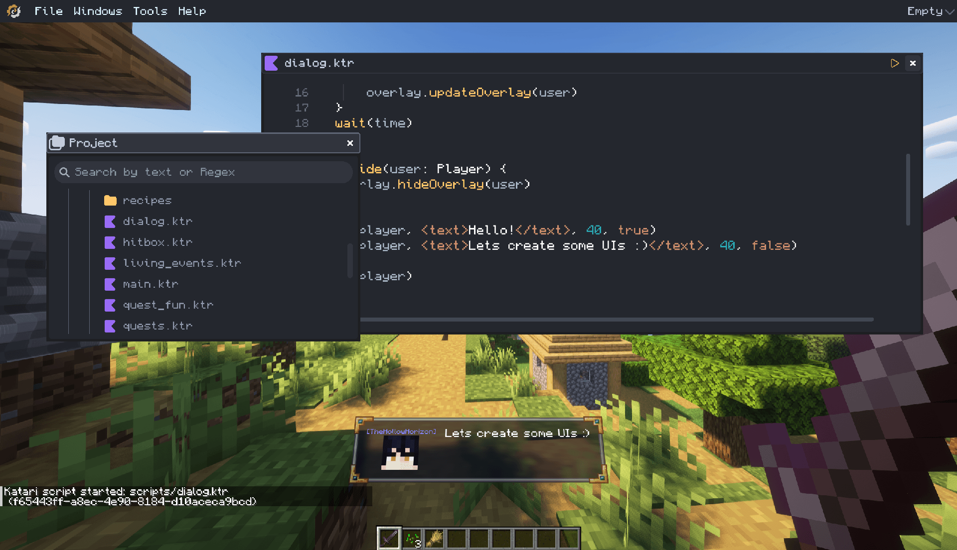 Write scripts for creating npcs, ui, interactions & more