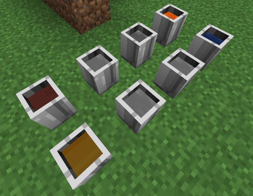 Thumbnail Decorational Buckets can hold fluids from vanilla and other mods for a nice showpiece