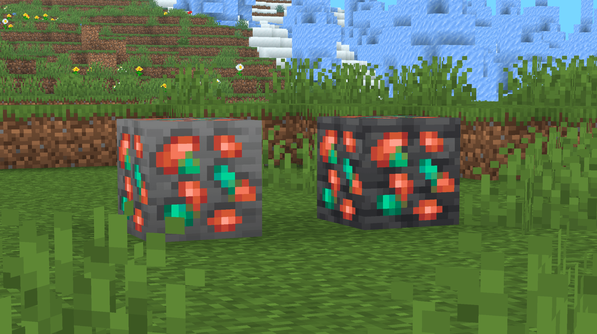 Thumbnail The appearance of copper and deepslate copper ore.