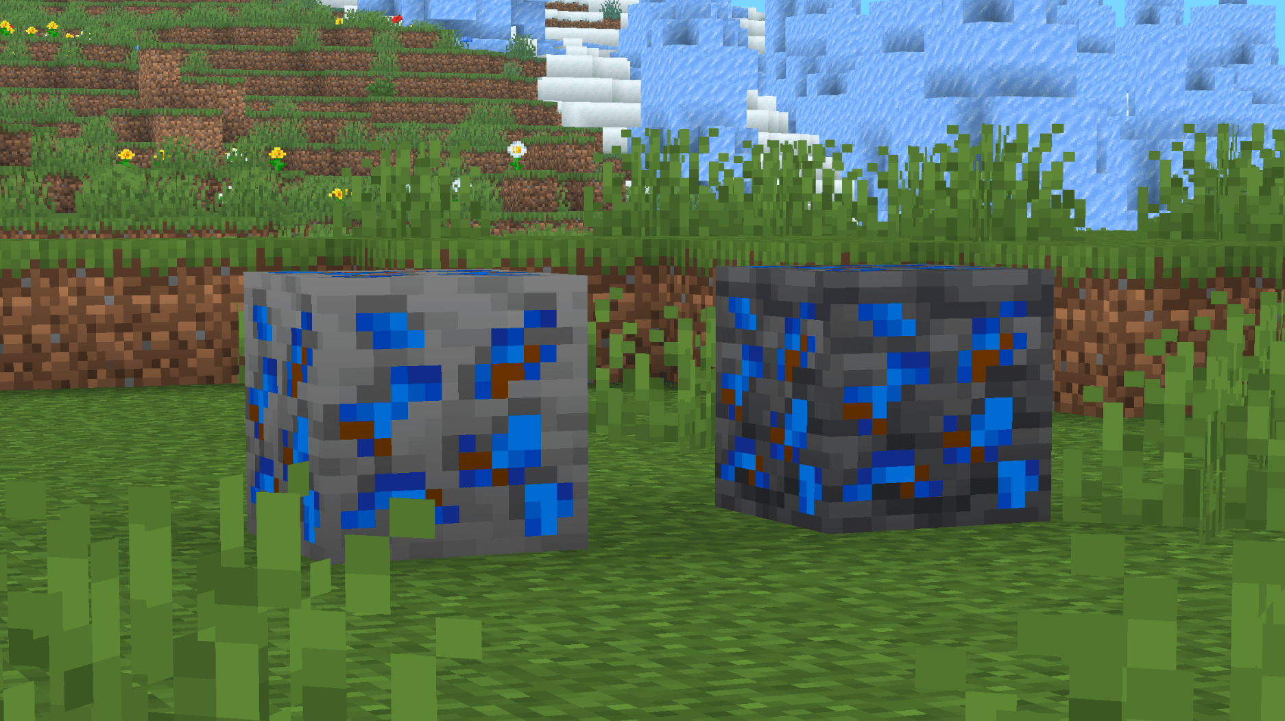 Thumbnail The appearance of lapis and deepslate lapis.