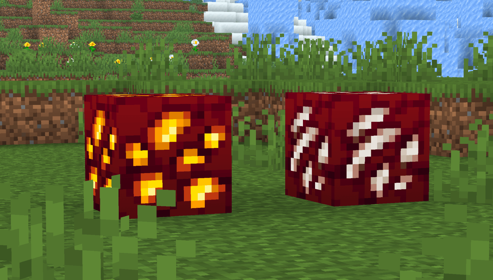 Thumbnail The appearance of nether gold and nether quartz ore.