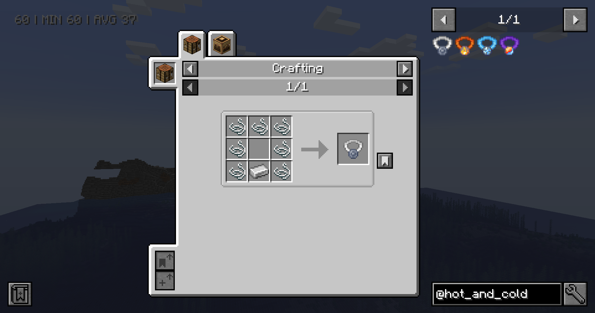 Thumbnail Recipe for the Blank Medallion, an item used in crafting the other Medallions, using string and any ingot