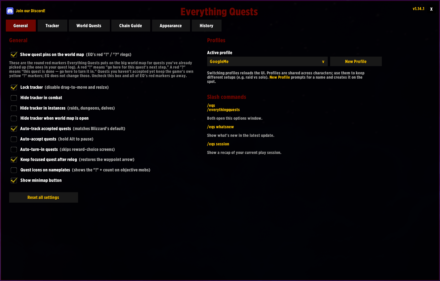 Thumbnail General options for the Addon