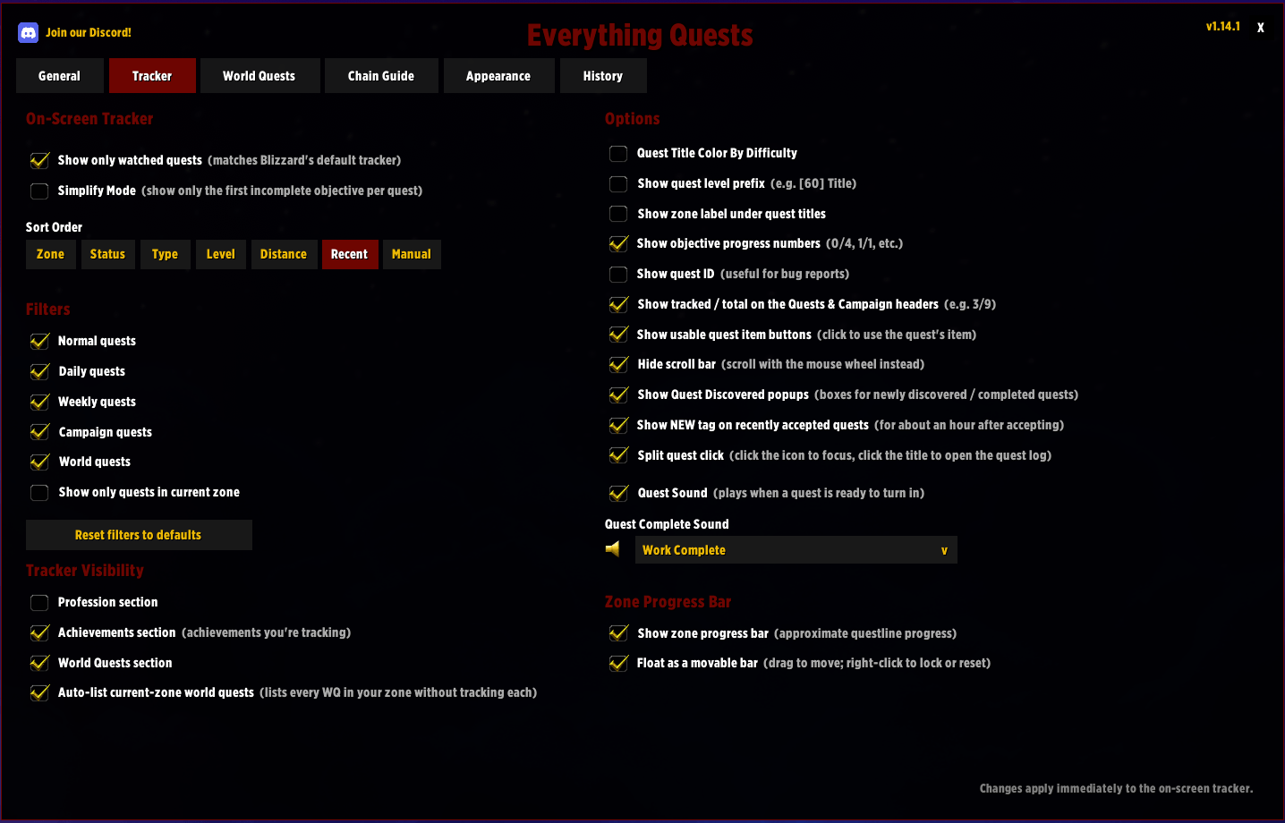 Thumbnail Loads of custom options for the on screen Tracker