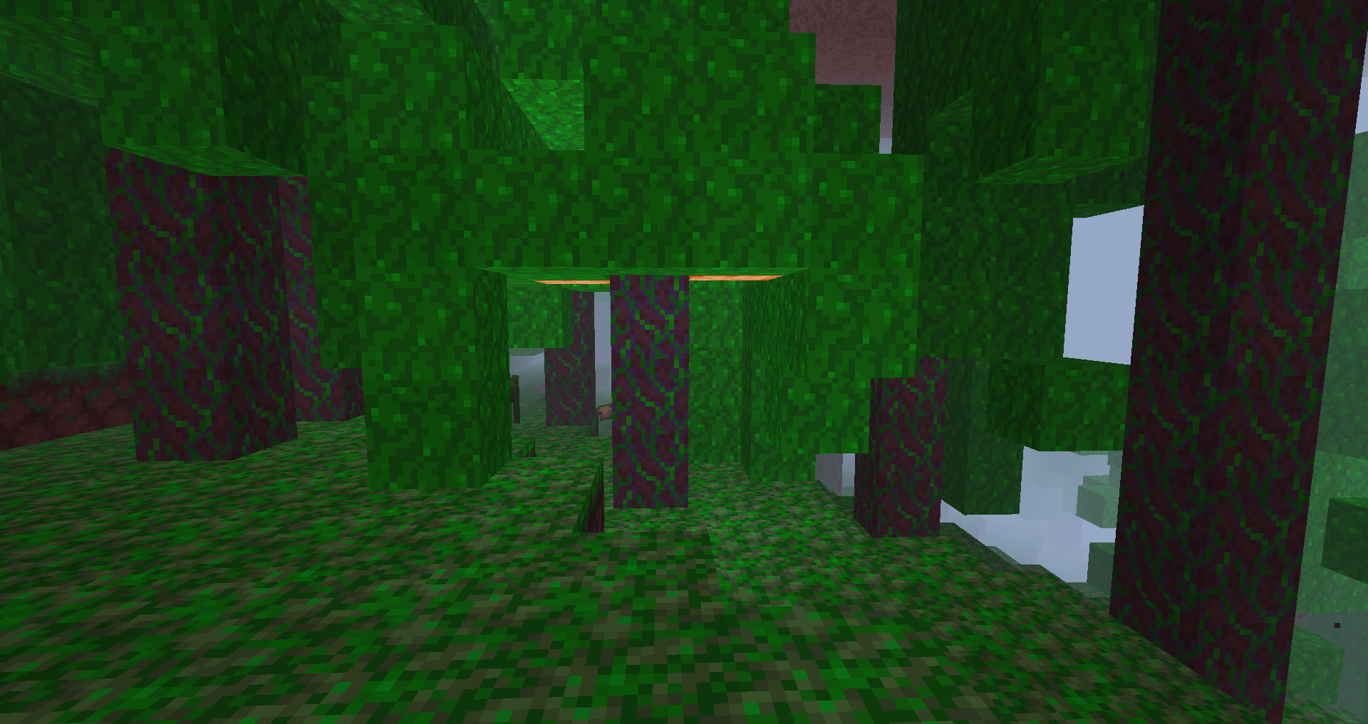 A viridescent forest in the Nether.