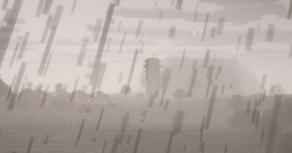This image shows a watchtower deep in the distance next to a village.