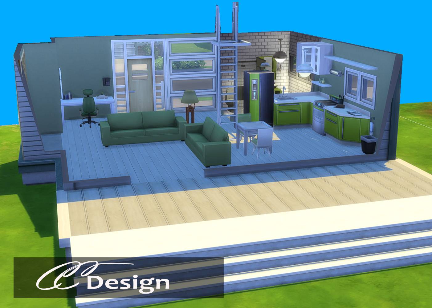 - 1 bathroom - Bedroom - 2 floors - Price: 34,000 - Base game compatible - No CC or mods