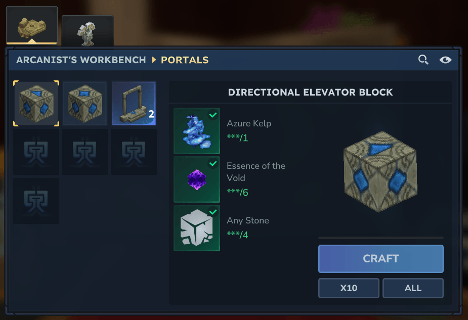 Directional Elevator Block crafting recipe