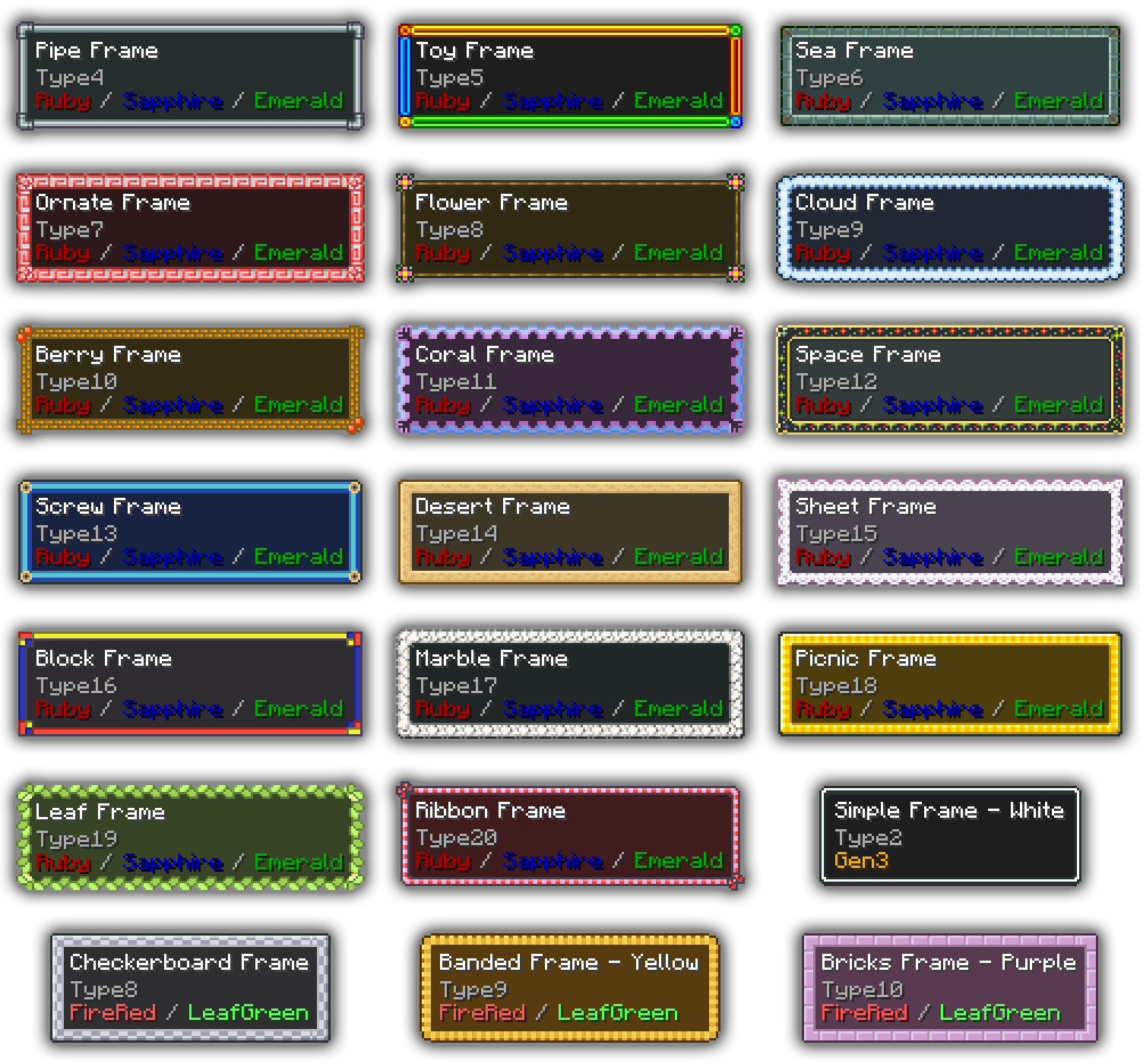 The Gen3 games featured a wide range of UI styles that connect to the various themes, areas, and mechanics of the game.