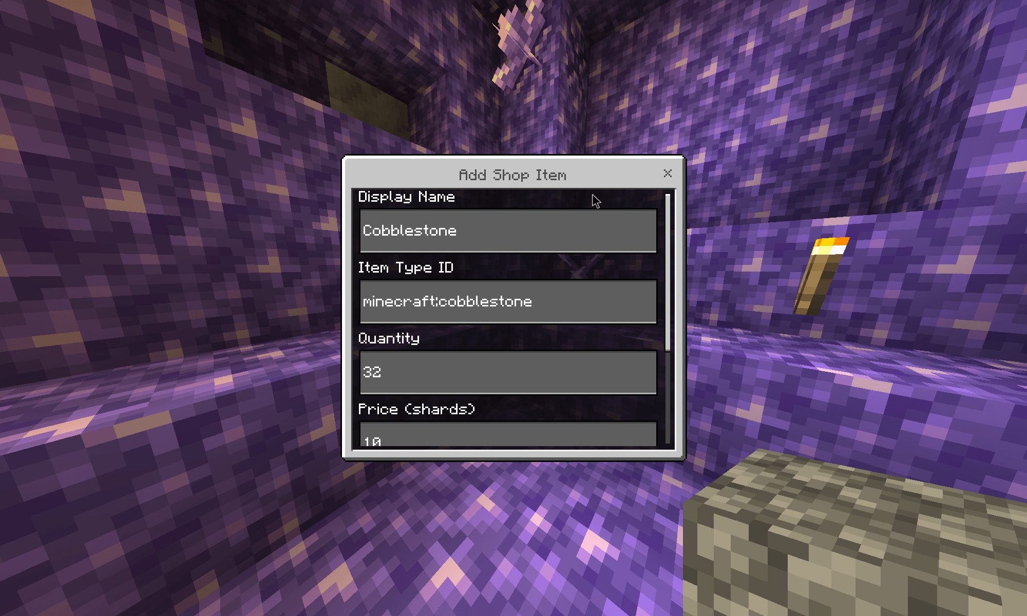 Thumbnail what it looks like in the admin panel when adding an item to the shop