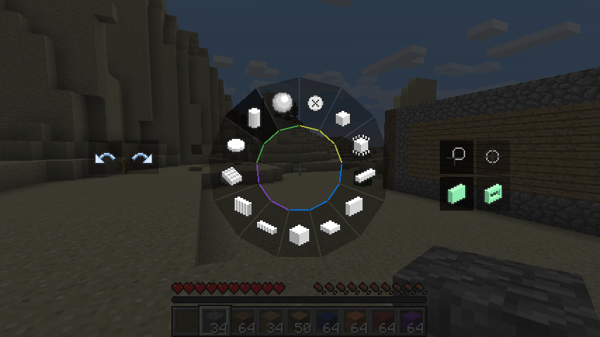 When placed in a bauble slot, the tool can be used with blocks from the hotbar directly!