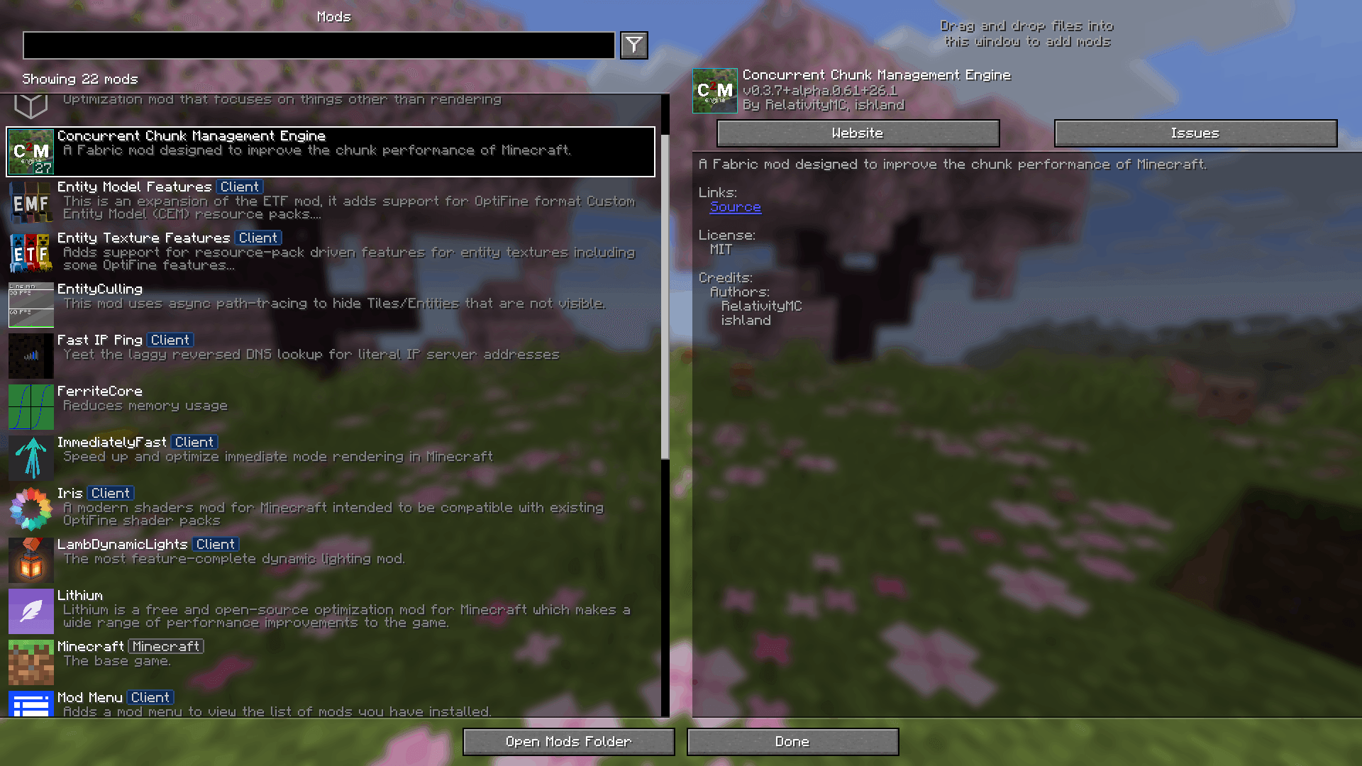 Thumbnail Mods menu you can configure the mods and access the mods of the modpack.