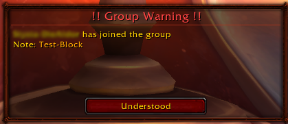 Thumbnail If an ignored player joins your group, a warning popup appears instantly — including their stored note as a reminder.