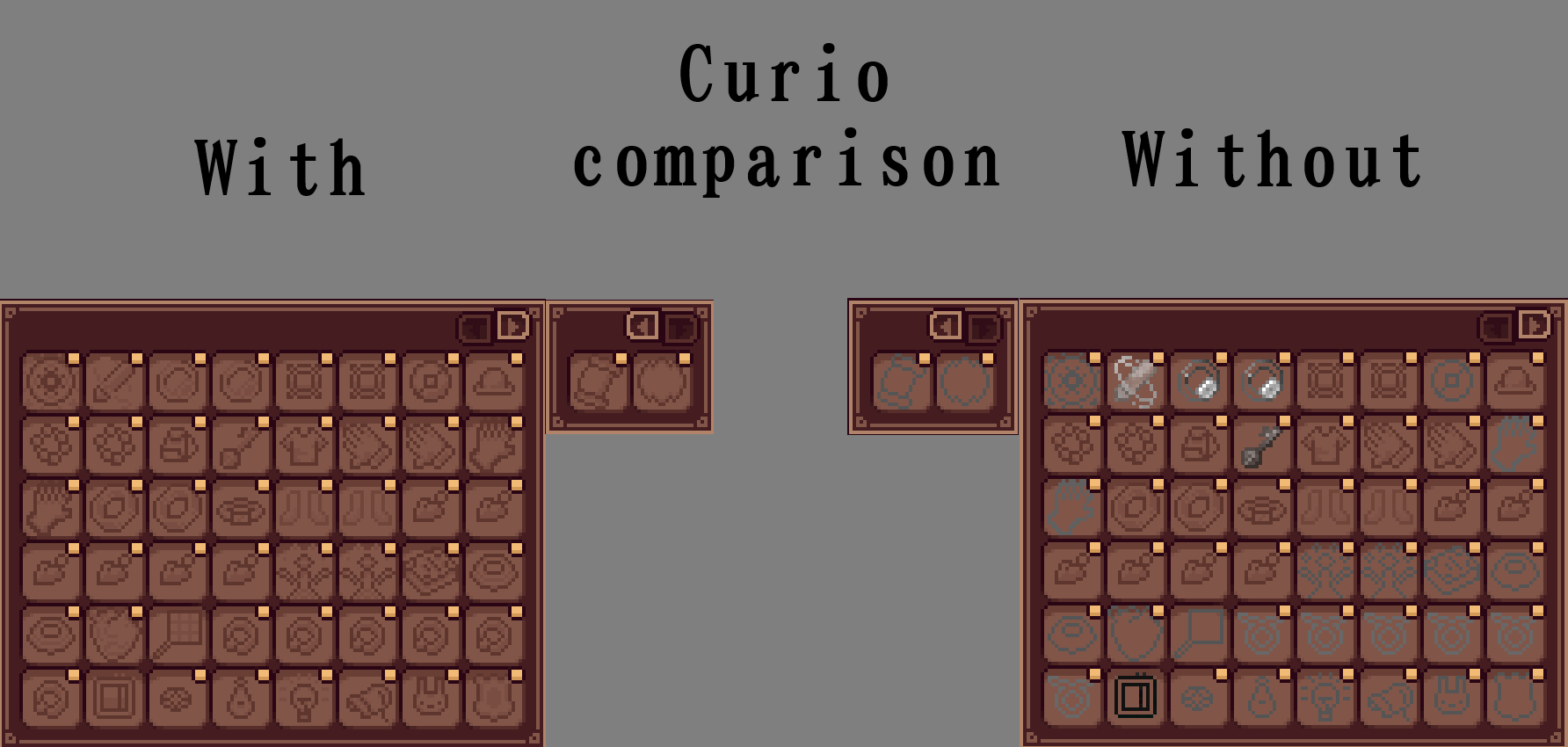 Comparison between my texture pack and no texture pack in the Curio menu *Screenshots taken in Linggango V6.5*