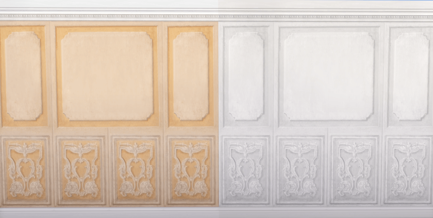 Showing options in two colours. In order: single panel, left panel, right panel and single panel