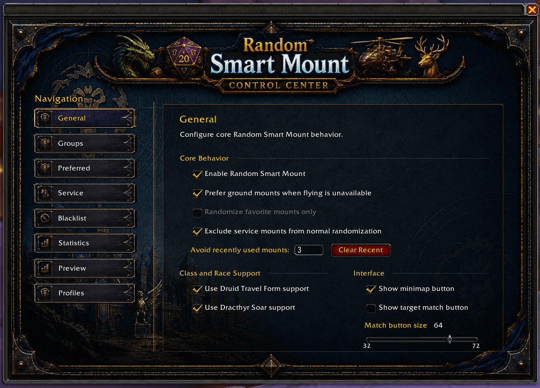 Thumbnail Alliance preview of the general tab.