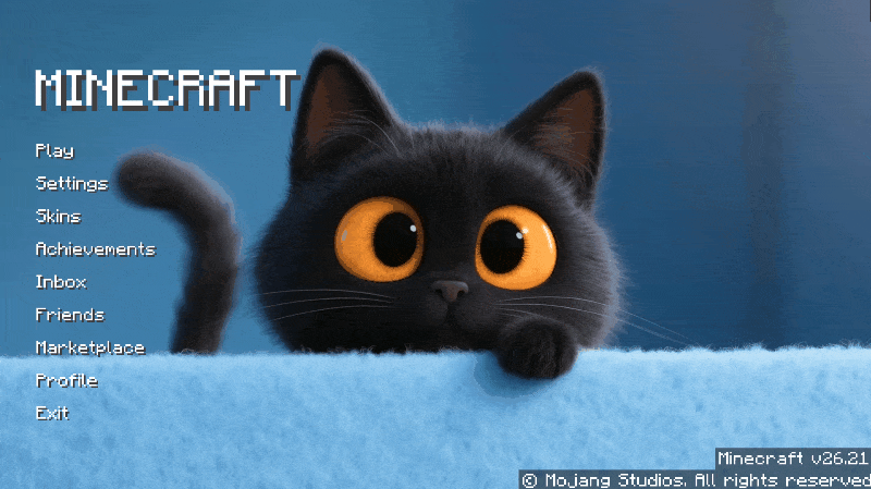 Animated Menu: Adorable Black Kitten With Big Amber Eyes