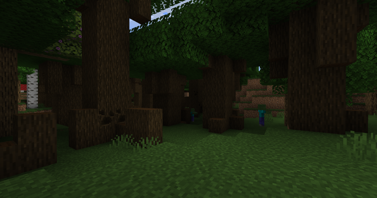 Dark Oaks are also rooty now and are also taller and have bigger canopies.