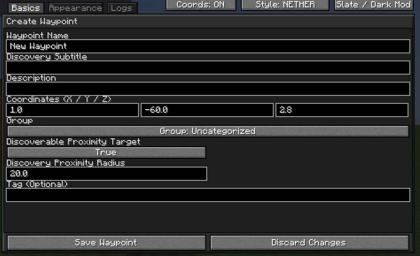 Admin Create Waypoint UI